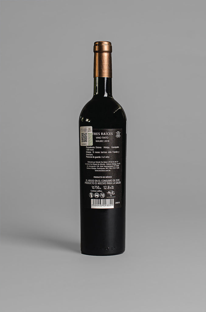 Vino TINTO MALBEC. Tres Raíces kovenspirits